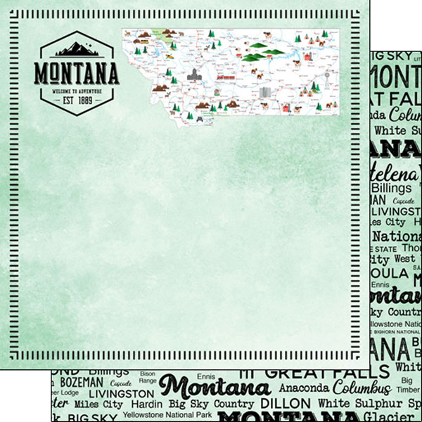 SCRAPBOOK CUSTOMS POSTAGE MAP 12X12 MONTANA