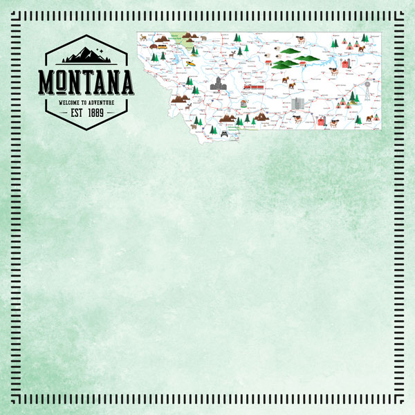 SCRAPBOOK CUSTOMS POSTAGE MAP 12X12 MONTANA