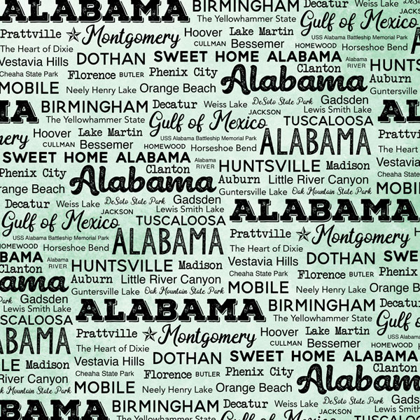 SCRAPBOOK CUSTOMS POSTAGE MAP 12X12 ALABAMA