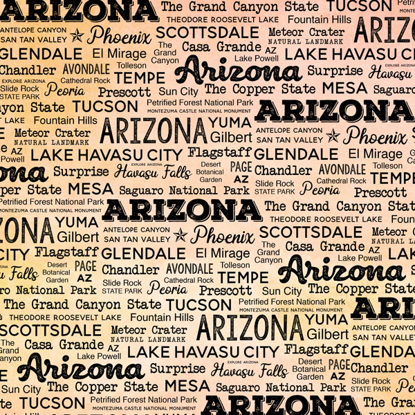 SCRAPBOOK CUSTOMS POSTAGE MAP 12X12 ARIZONA