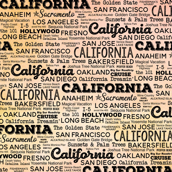 SCRAPBOOK CUSTOMS POSTAGE MAP 12X12 CALIFORNIA