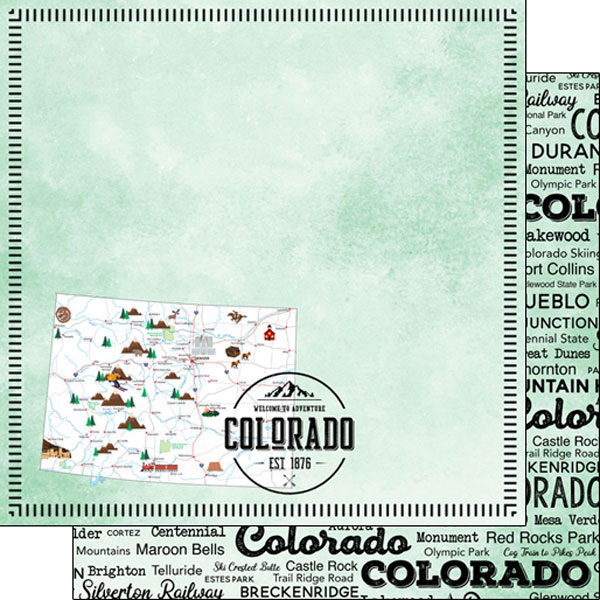 SCRAPBOOK CUSTOMS POSTAGE MAP 12X12 COLORADO