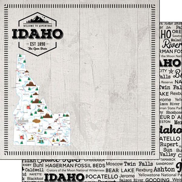 SCRAPBOOK CUSTOMS POSTAGE MAP 12X12 IDAHO