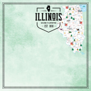 SCRAPBOOK CUSTOMS POSTAGE MAP 12X12 ILLINOIS