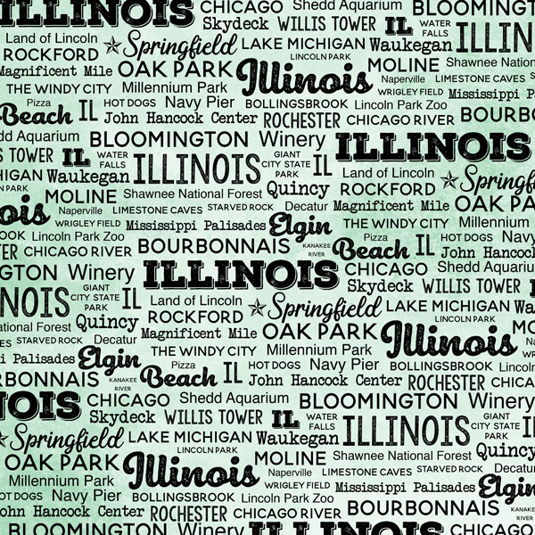 SCRAPBOOK CUSTOMS POSTAGE MAP 12X12 ILLINOIS