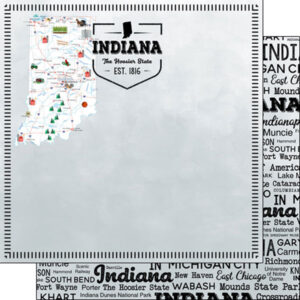 SCRAPBOOK CUSTOMS POSTAGE MAP 12X12 INDIANA