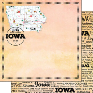 SCRAPBOOK CUSTOMS POSTAGE MAP 12X12 IOWA