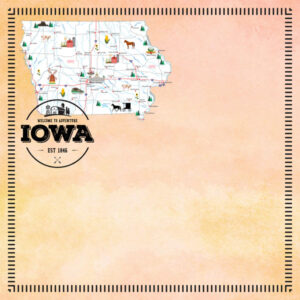 SCRAPBOOK CUSTOMS POSTAGE MAP 12X12 IOWA