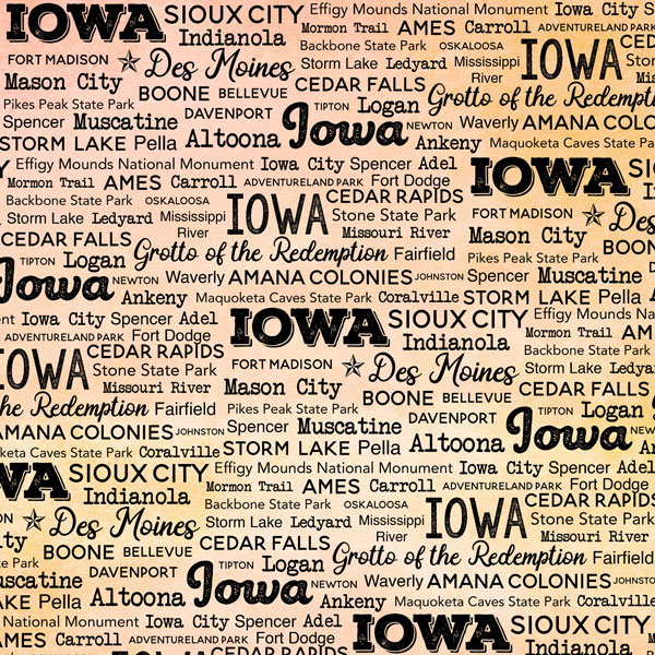 SCRAPBOOK CUSTOMS POSTAGE MAP 12X12 IOWA