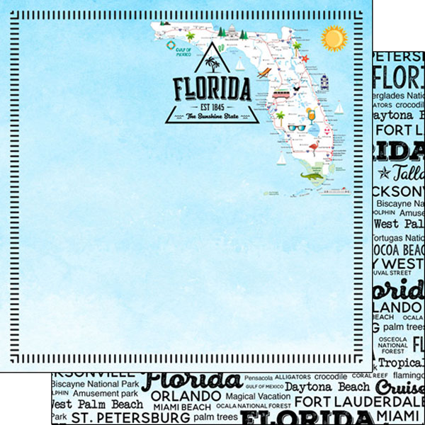 SCRAPBOOK CUSTOMS POSTAGE MAP 12X12 FLORIDA