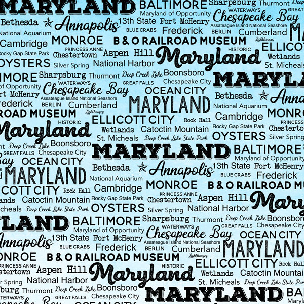 SCRAPBOOK CUSTOMS POSTAGE MAP 12X12 MARYLAND