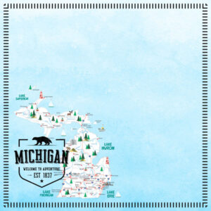 SCRAPBOOK CUSTOMS POSTAGE MAP 12X12 MICHIGAN