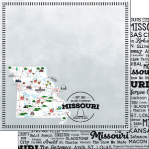 SCRAPBOOK CUSTOMS POSTAGE MAP 12X12 MISSOURI