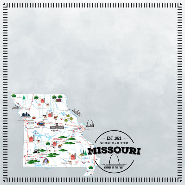 SCRAPBOOK CUSTOMS POSTAGE MAP 12X12 MISSOURI