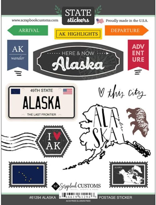 SCRAPBOOK CUSTOMS ALASKA POSTAGE STICKER