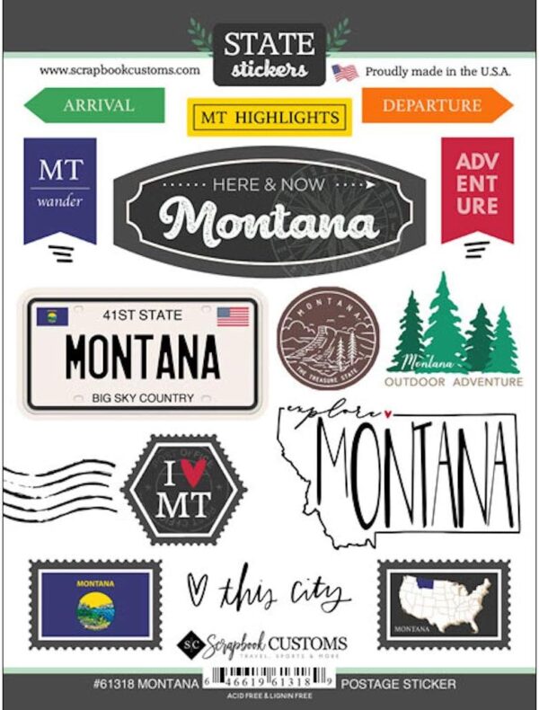 SCRAPBOOK CUSTOMS MONTANA POSTAGE STICKER