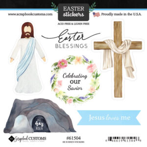 SCRAPBOOK CUSTOMS HE IS RISEN STICKER