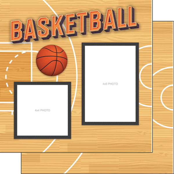 SCRAPBOOK CUSTOMS 12X12 BASKETBALL QUICK PAGES LEFT