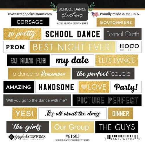 SCRAPBOOK CUSTOMS STICKERS SCHOOL DANCE WORD