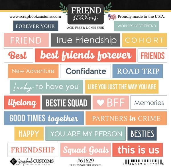 SCRAPBOOK CUSTOMS STICKERS FRIENDS WORD