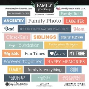 SCRAPBOOK CUSTOMS STICKERS FAMILY WORD