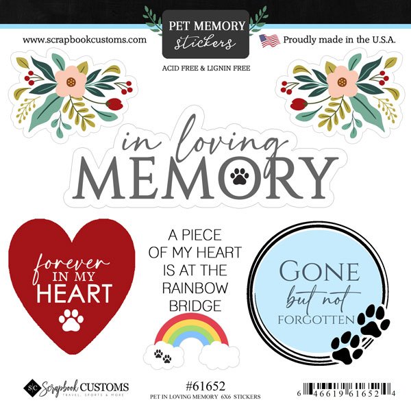 SCRAPBOOK CUSTOMS STICKER PET IN LOVING MEMORY