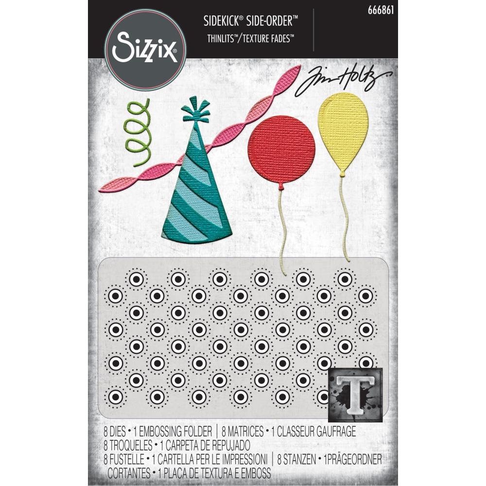 Sizzix 2D TF Embossing Folder w/8PK Thinlit Set Vault Side Order Celebrate By Tim Holtz