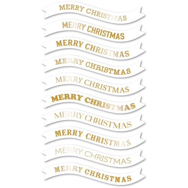 Memory Box Merry Christmas Foil Banners White Tabs