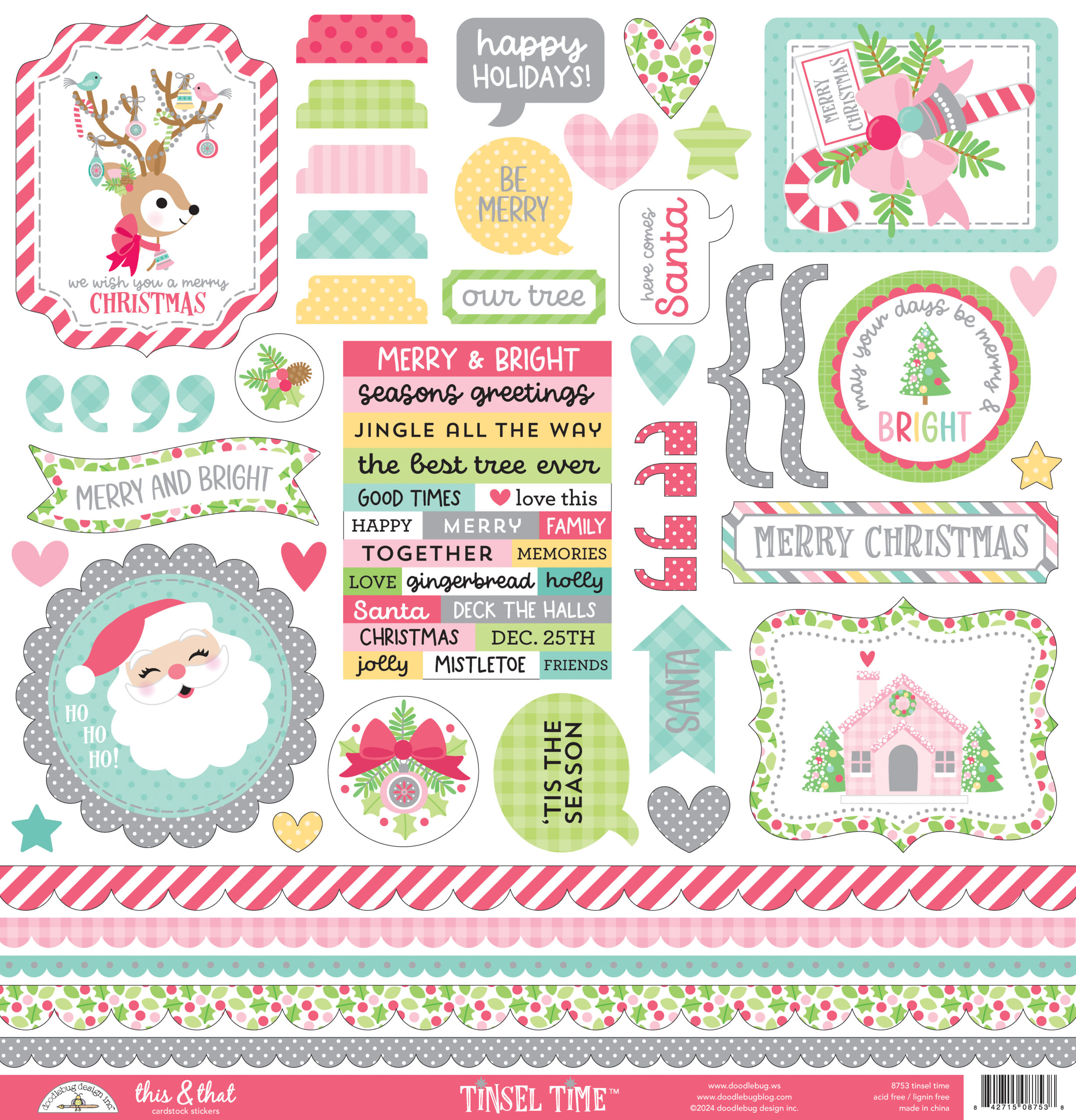 Doodlebug Tinsel Time This & That Stickers