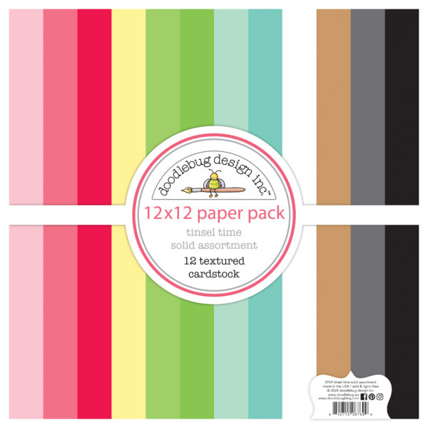 Doodlebug Tinsel Time Textured Cardstock Assortment Pack