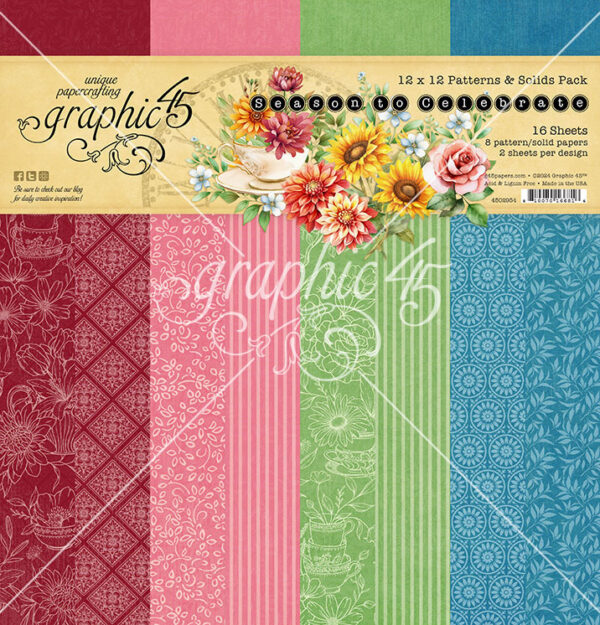 Graphic 45 Season To Celebrate 12X12 Patterns & Solids Pack