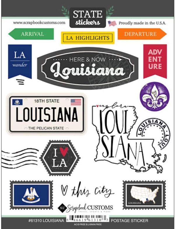 SCRAPBOOK CUSTOMS STATE STICKER LOUISIANA POSTAGE