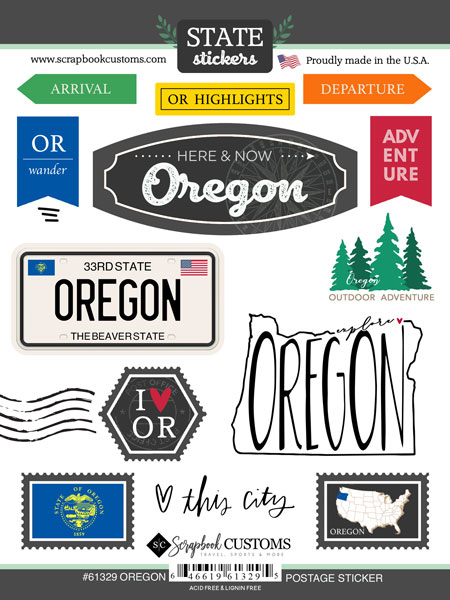 SCRAPBOOK CUSTOMS STATE STICKER OREGON POSTAGE