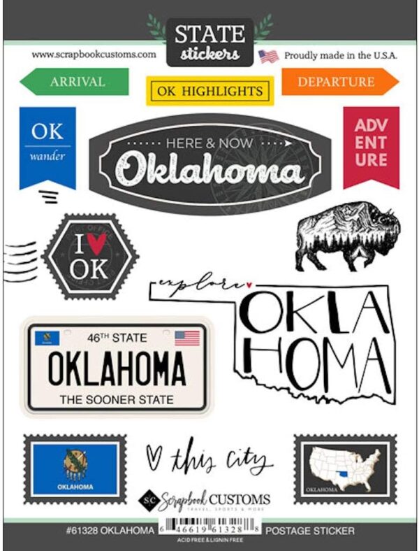 SCRAPBOOK CUSTOMS STATE STICKER OKLAHOMA POSTAGE