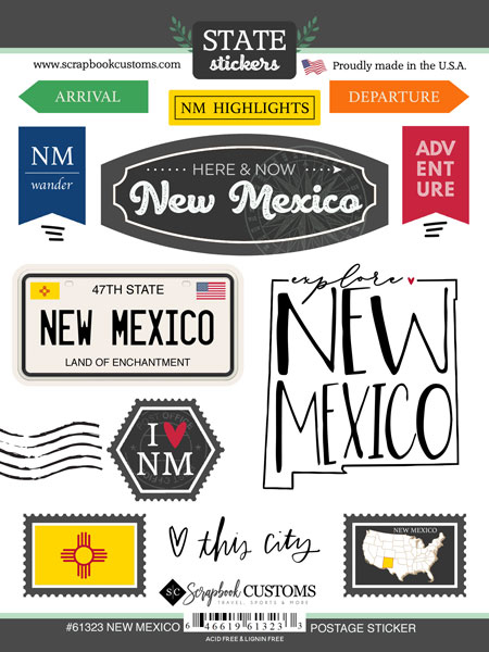 SCRAPBOOK CUSTOMS STATE STICKER NEW MEXICO POSTAGE