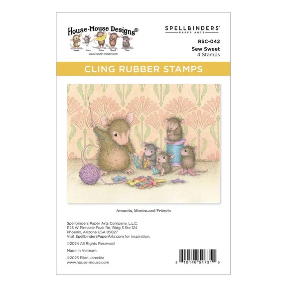 SPELLBINDERS STAMP HOUSE MOUSE SEW SWEET