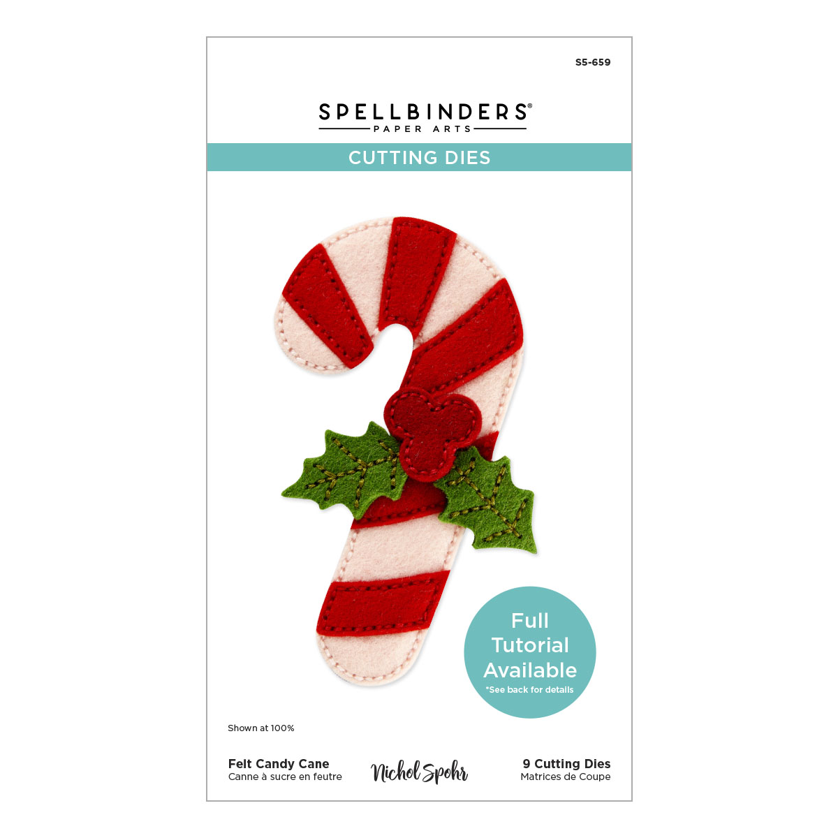 Spellbinders Felt Candy Cane Etched Dies From the Felt Stitch & Create Collection By Nicole Spohr