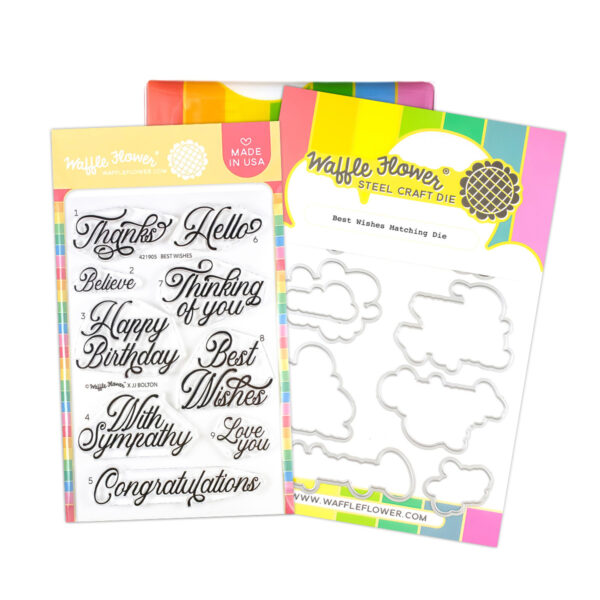 Waffle Flower Stamp/Die Best Wishes Combo