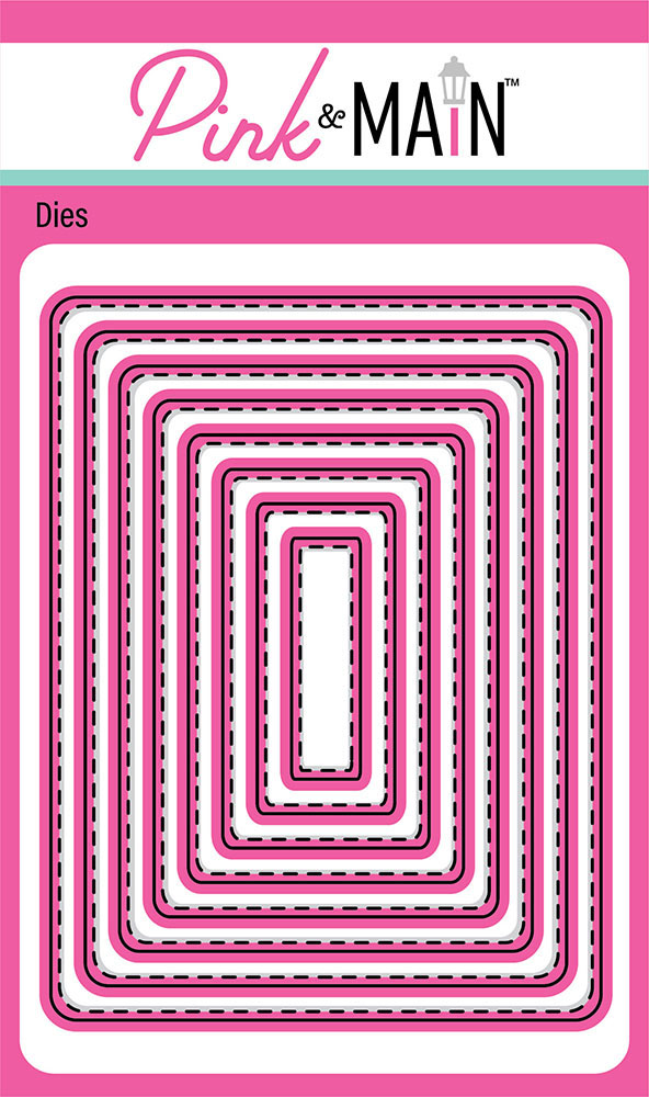 PINK & MAIN DIE STITCHED ROUNDED RECTANGLE