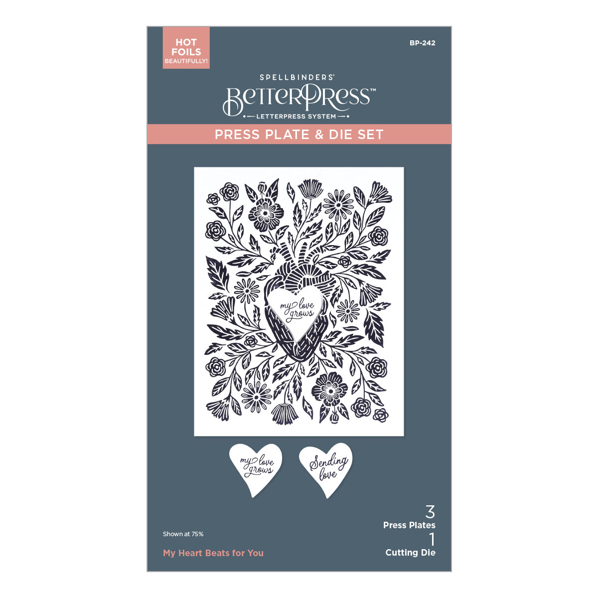 Spellbinders My Heart Beats For You Betterpress Plate & Die Set From the Love On the Rocks Collection