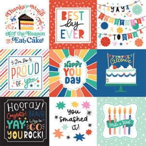 Echo Park Hip Hip Hooray 12X12 4X4 Journaling Cards