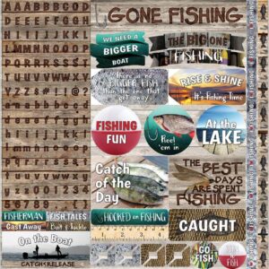 REMINISCE GONE FISHING 12X12 STICKER