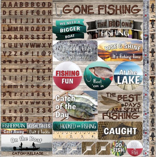 REMINISCE GONE FISHING 12X12 STICKER