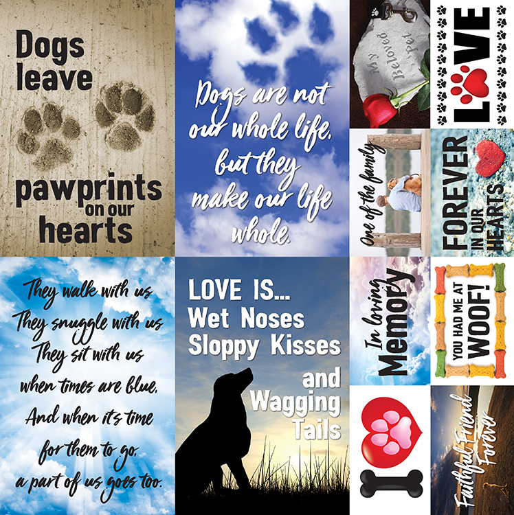 REMINISCE PAWPRINTS ON HEART 12X12 STICKER