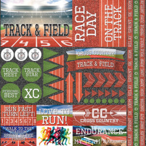 REMINISCE TRACK & FIELD 12X12 STICKER SHEET