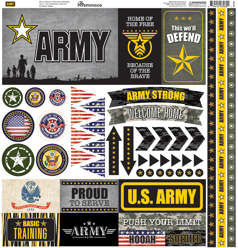 REM ARMY 12X12 ARMY STICKER SHEET