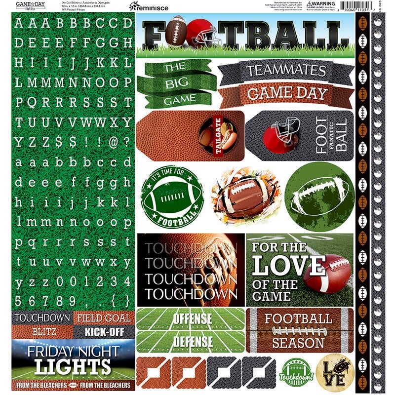 REMINISCE FOOTBALL 12X12 ALPHA STICKERS