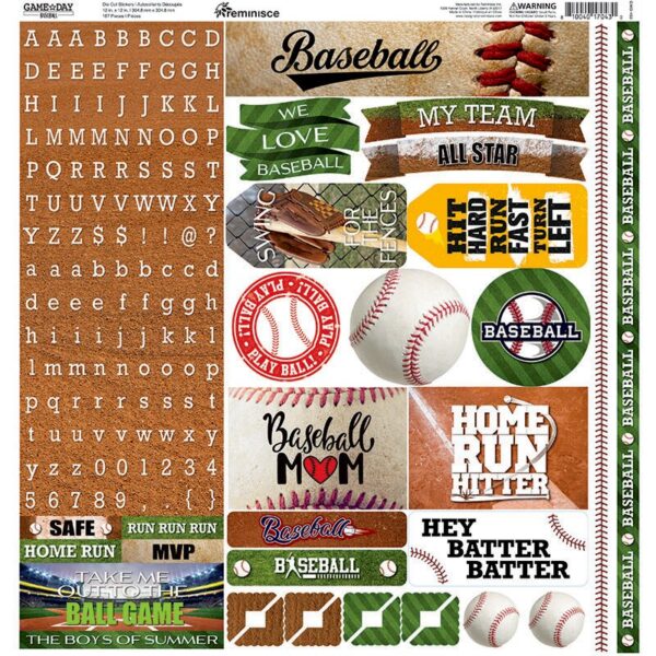 REMINISCE GAME DAY 12X12 BASEBALL ALPHA STICKER