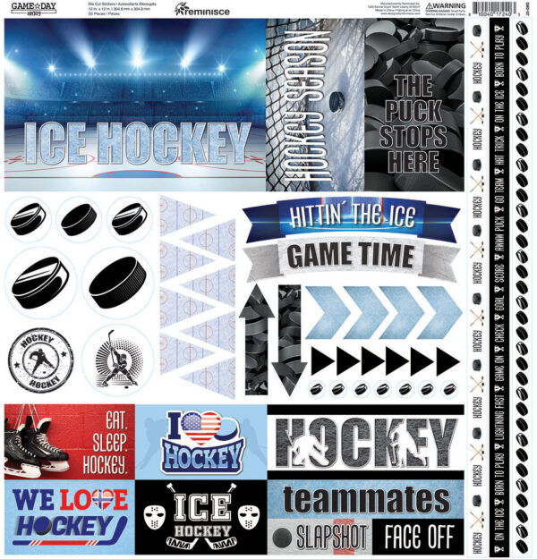 REMINISCE GAME DAY HOCKEY 12X12 STICKER SHEET