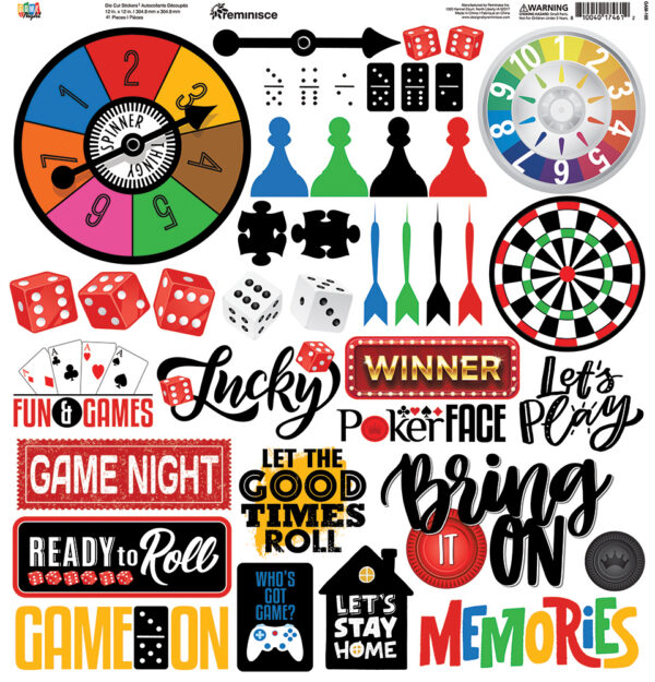 REMINISCE GAME NIGHT 12X12 STICKER SHEET